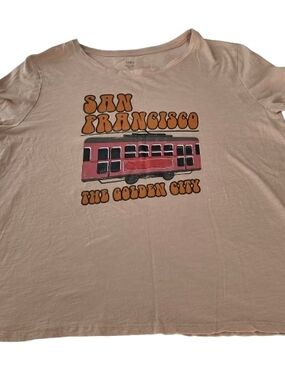 Cato Women's San Francisco 'The Golden City' Pink Cotton Graphic Tee XL Trolley